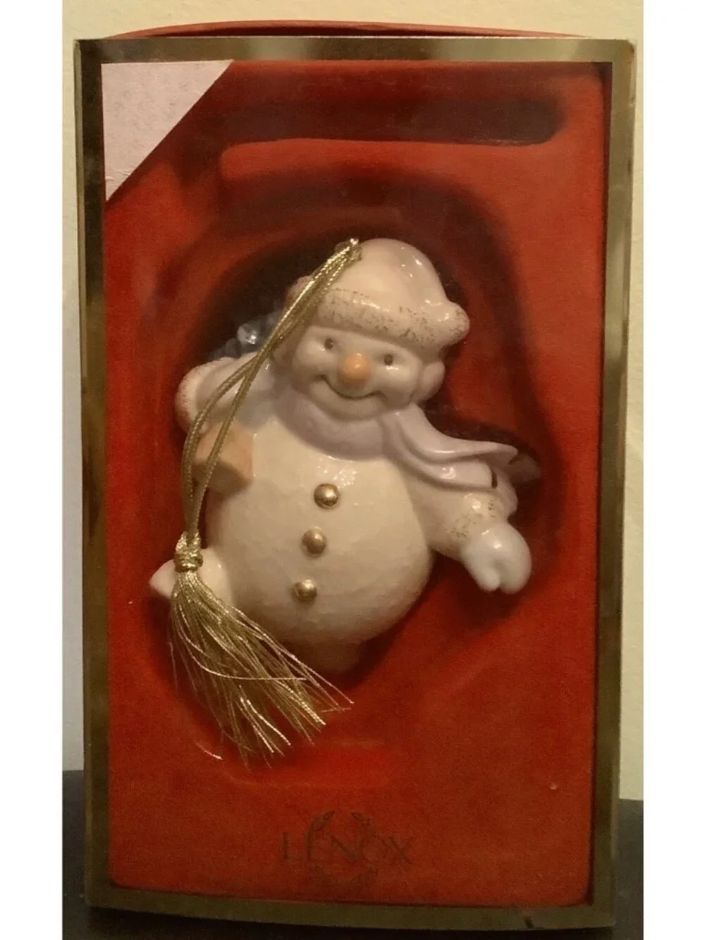 Vintage Lenox China Snowman Ornament -- 24K -- NIB
